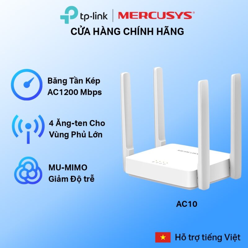 [1000+ Lượt Đánh Giá] Tốc Độ 1200Mbps - Bộ Phát Wifi Mercusys AC10 / MR30G Băng Tần Kép | Tốc Độ Cao | 4 Ăng Ten 1