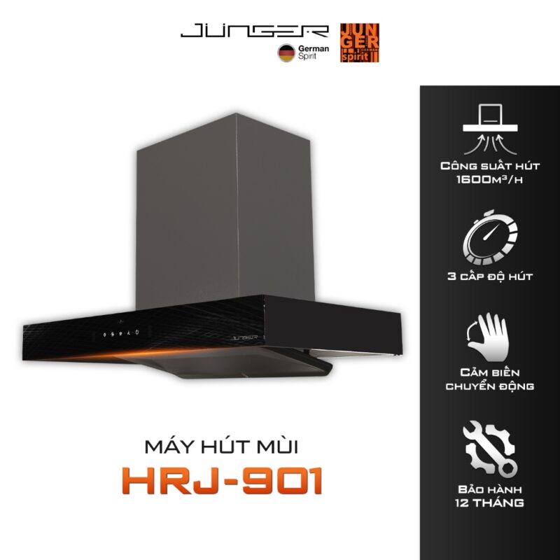 Hút mùi Junger HRJ-901 Vẫy tay cảm ứng, Điều khiển không chạm, Công suất 1600m3/h Hàng Chính Hãng Bảo Hành 12 Tháng 1