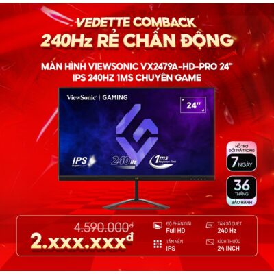 Màn hình Gaming ViewSonic VX2479A-HD-PRO 24 inch IPS 240Hz 1ms chuyên game BH 36 tháng 1