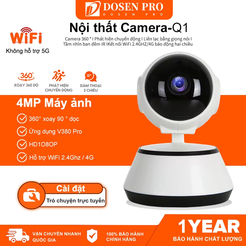 CCTV Kết nối WiFi Camera an ninh nhà thông minh Dosen Pro Q1 IP Camera Baby/Pet/Nanny HD 1080P Máy ảnh 1