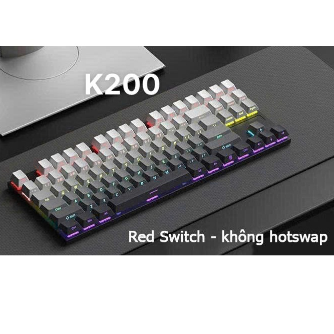 Bàn phím cơ có dây K200 trục đỏ phím led xuyên phím, bàn phím cơ học 100{1617052633d1652b751eb51fb8965277a26b4e3e395aaf9eaa7db7b503d8cfac} dành cho chơi game, văn phòng 1
